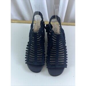 Bella-vita Womrns Holden Block Healed Scrappy Sandals Navy Blue Size 5M Summer